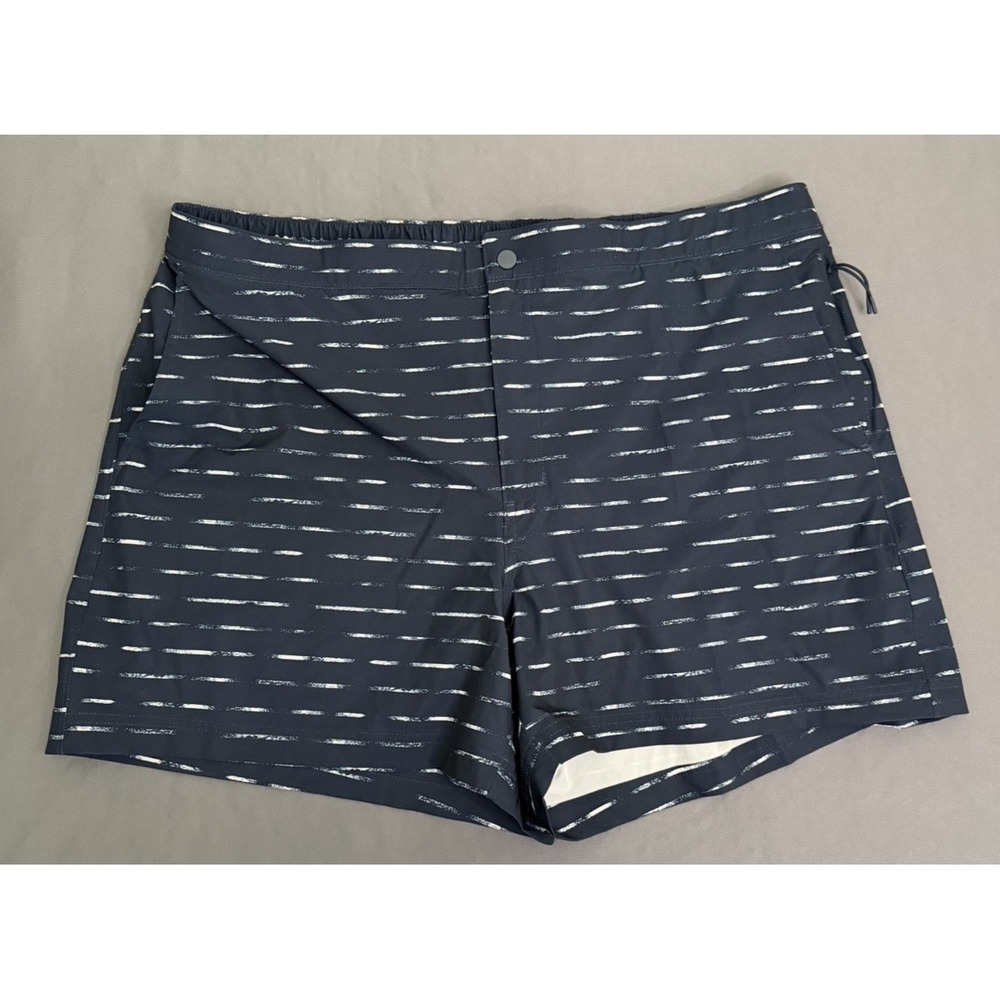 NEW VRST Resort Shorts Mens XXL Navy/Sand Washed Stripe Stretch UV 50+ 5" Inseam
